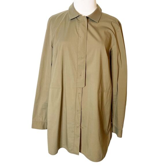 Lafayette 148 poplin tunic top w/ pockets tan sz 8 - Picture 1 of 6